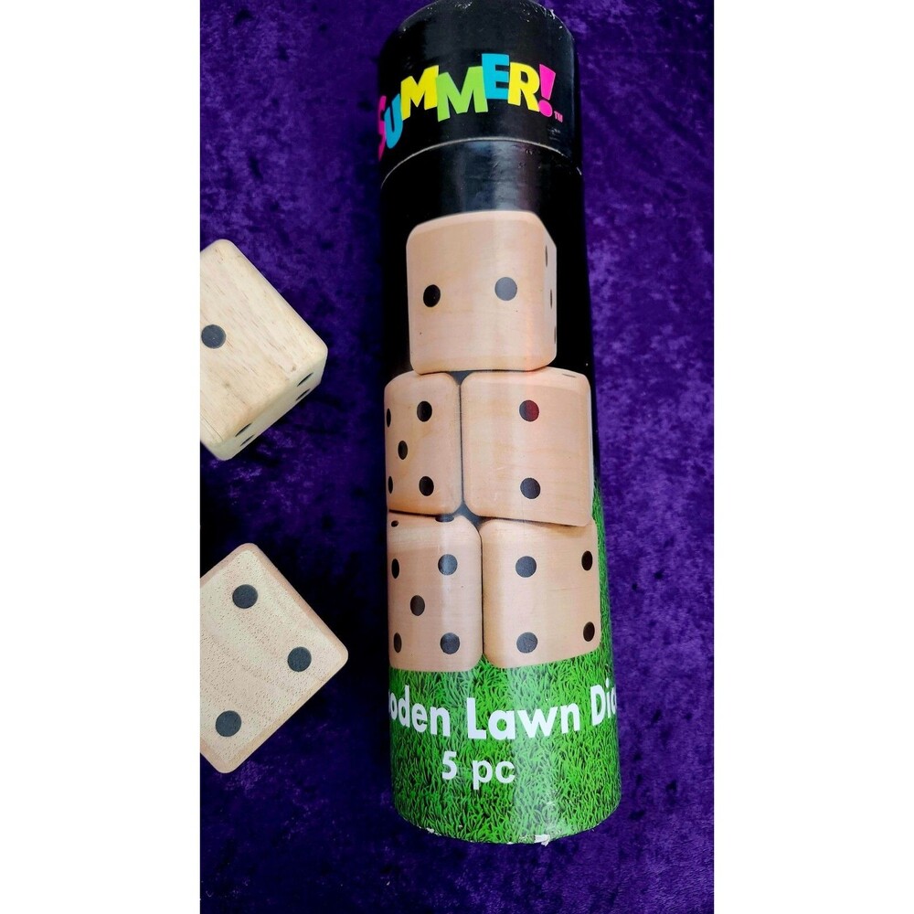 Summer! Big Extra Large Brown Wooden Lawn Dice 5 piece For Outdoor Use image 2
